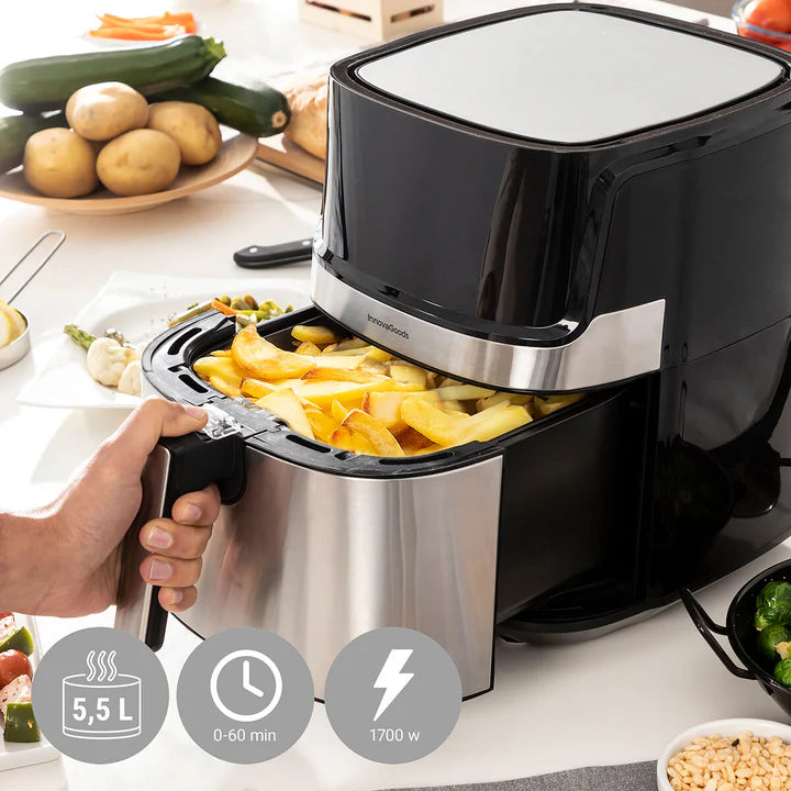 Air Fryer InnovaGoods Fryinn Pro 5500 Preta 1700 W 5,5 L Aço Inoxidável