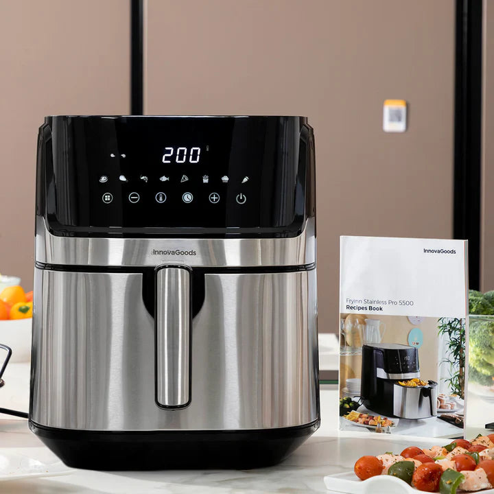 Air Fryer InnovaGoods Fryinn Pro 5500 Preta 1700 W 5,5 L Aço Inoxidável