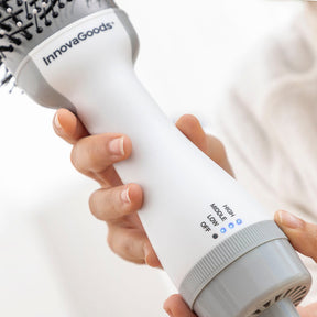 Secador de cabelo iónico e escova volumizadora Volumio InnovaGoods 1000W, branco/cinza