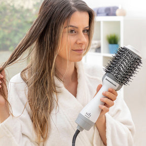 Secador de cabelo iónico e escova volumizadora Volumio InnovaGoods 1000W, branco/cinza